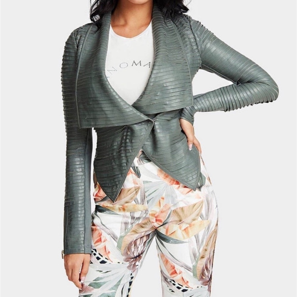 Nwt Shayna Drape Leather Jacket